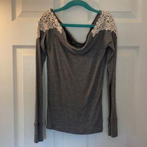 Gray Off Shoulder Crop Top